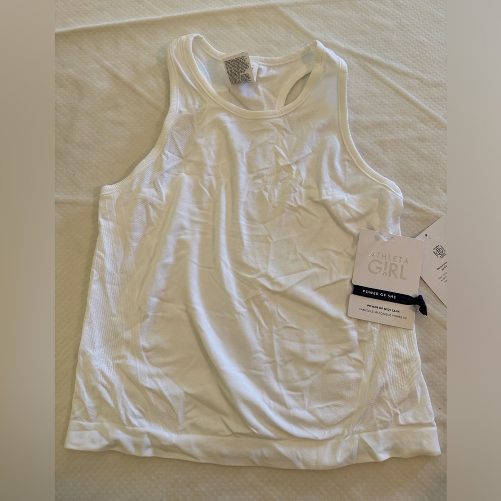 NWT Athleta Girl White Power Up Midi Tank - Size XL (14)